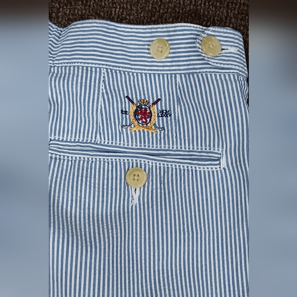 Tommy Hilfiger Shorts Men's Sz 36 Blue Seersucker Striped Chino VTG Casual - Picture 3 of 8